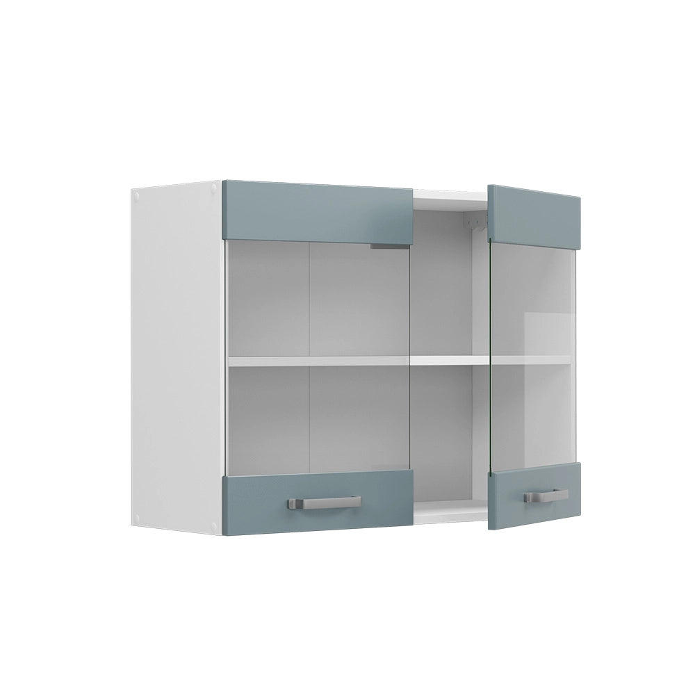 Vicco Pensile universale Grigio-blu 80 cm con ante in vetro