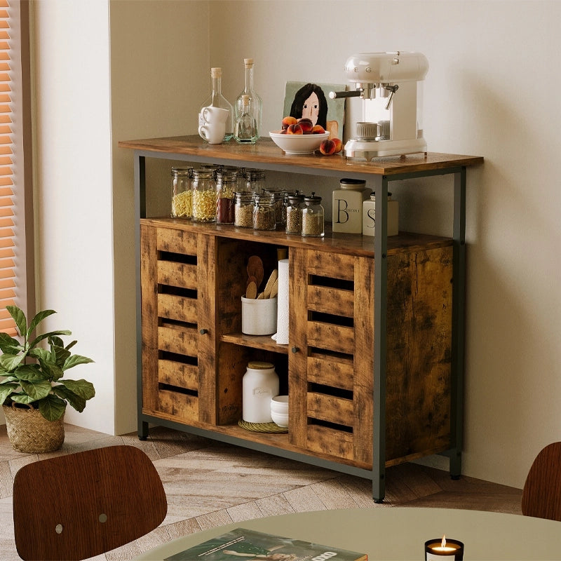 Credenza/Credenza con ripiani aperti, Marrone, Cucina Loft Retrò