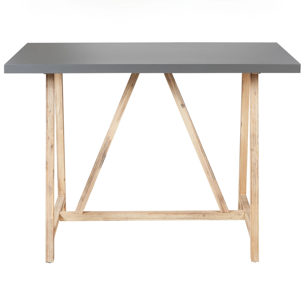 Tavolo da giardino in cemento grigio 140 x 70 cm gambe in legno industriale tradizionale giardino all'aperto per patio