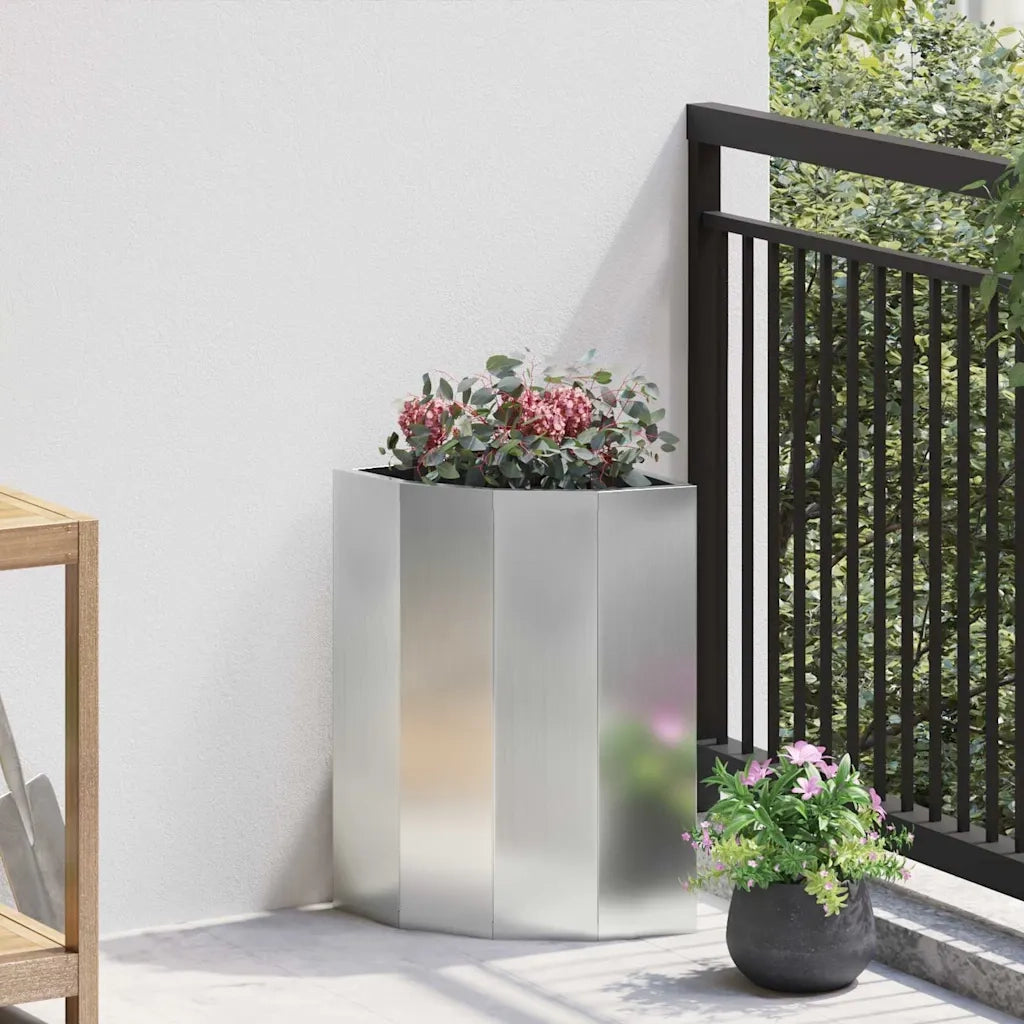 Vaso d'angolo Argento 30 x 30 x 50 cm Acciaio zincato 883680
