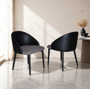Set 2 sedie da pranzo moderne in PU grigio con schienale nero e seduta in mesh
