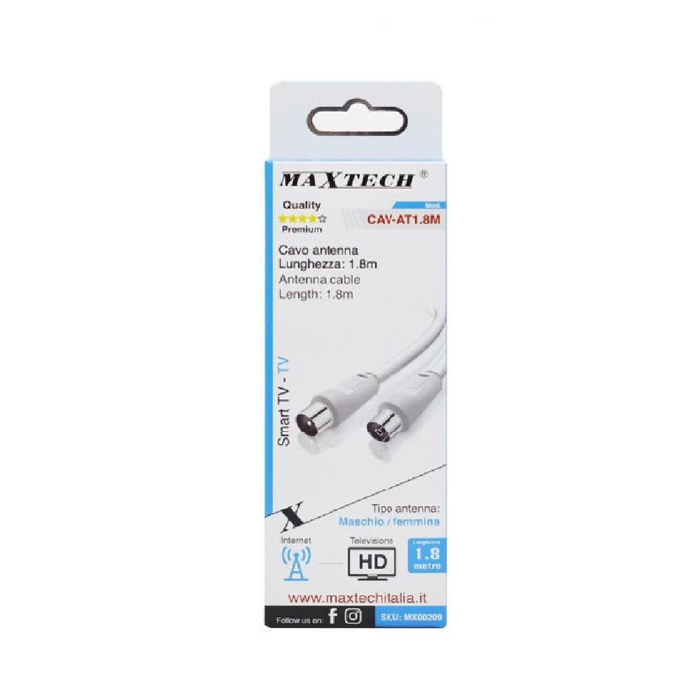 Trade Shop - Cavo Antenna Maschio-femmina 1.8mt Smart Tv - Tv Hd Internet Prolunga Cav-at1.8m -