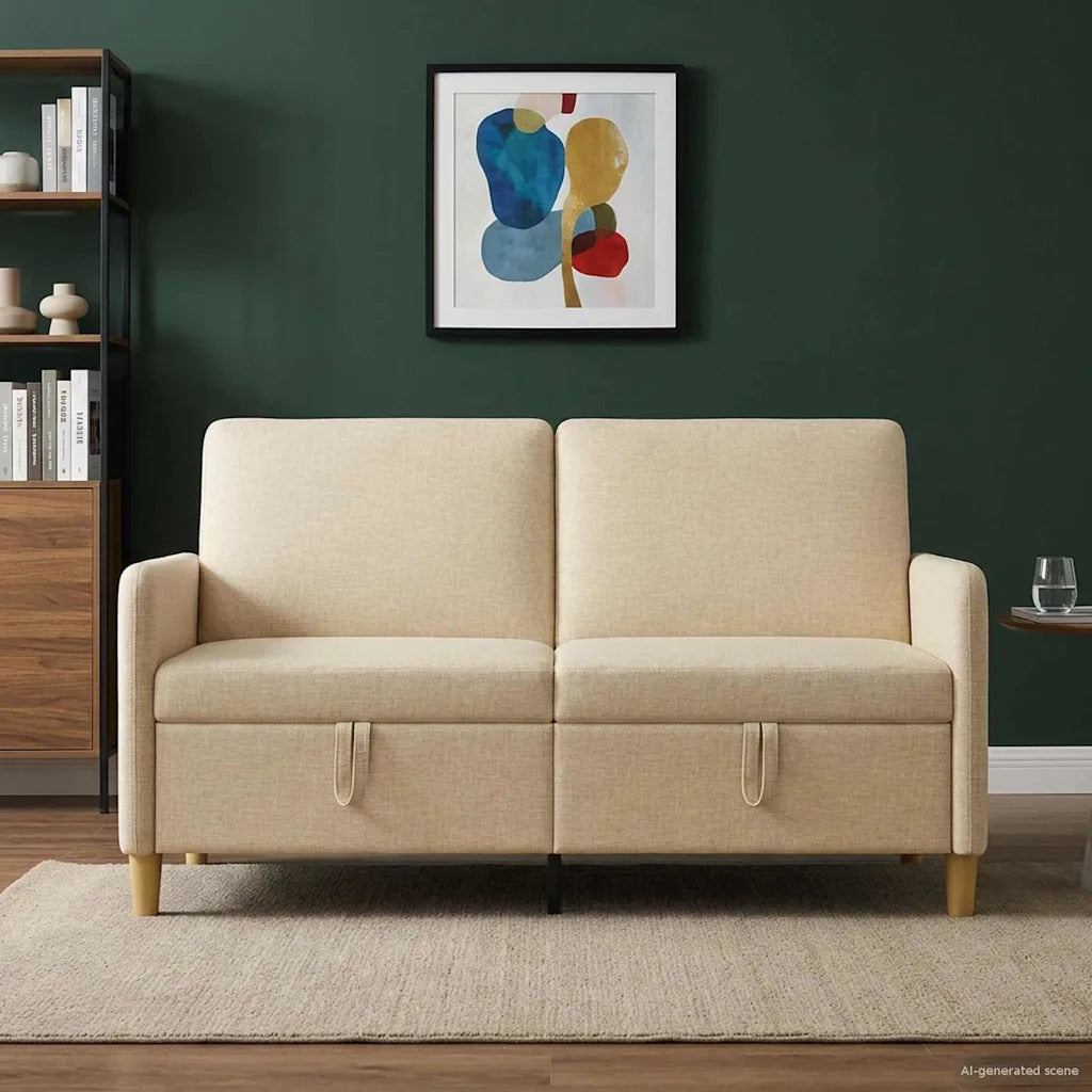 Divano con Storage Crema 152 x 78 x 87 cm Poliestere 42036926