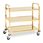 Carrello di servizio in acciaio inox con ruote per servire i piatti in cucine ristoranti mense e catering (240 kg max. 3 vassoi da 89,5 x 49,5 cm distanziati di 270 mm) 14_0005028