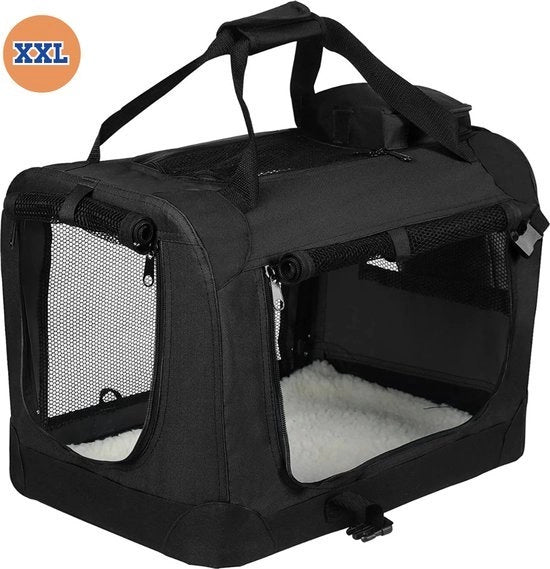 Carriera per Gatti e Cani - Scatola di Viaggio Ripiegabile - Borsa di Viaggio per Gatti Scatola per Cani - Borsa per Cani Scatola per Gatti - Nero XXL