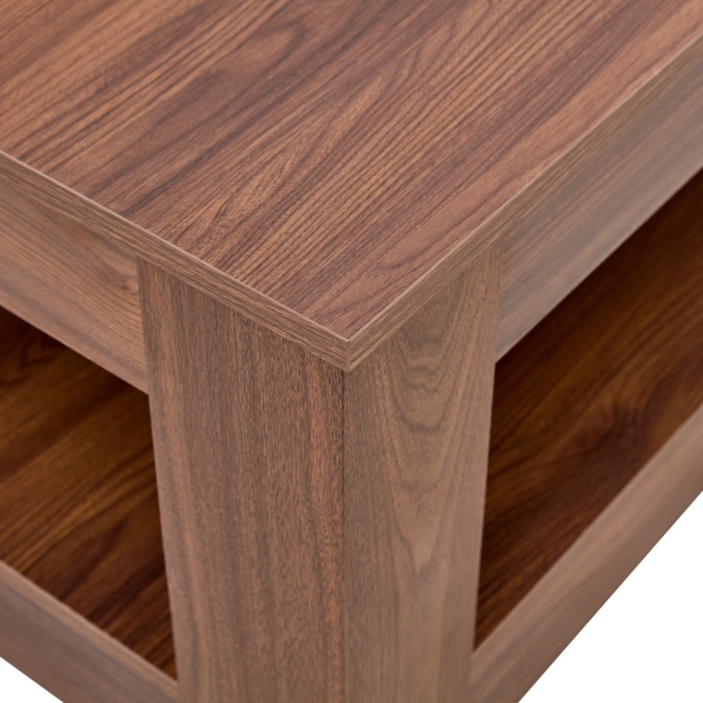 Tavolino da caffè con 2 ripiani - per soggiorno - in MDF - 111.5×62.0×21.5 cm - noce