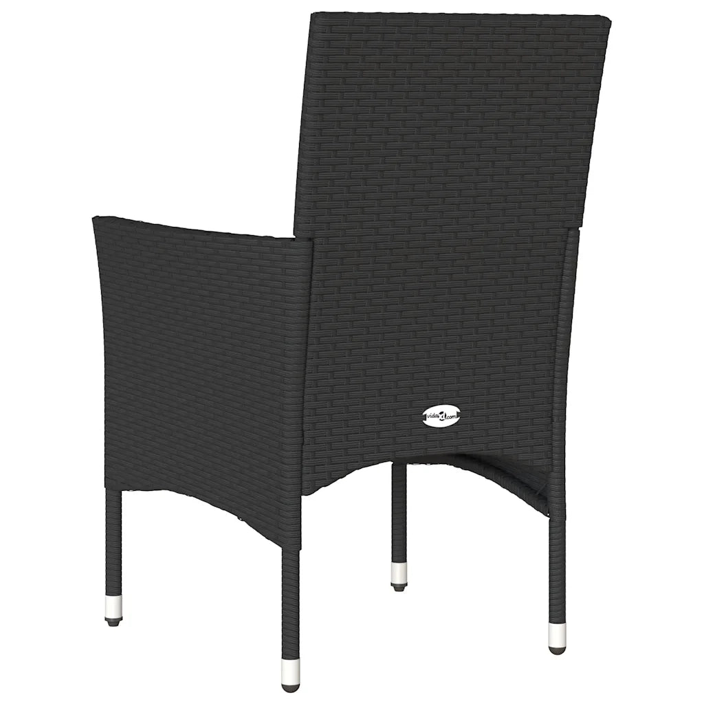 Sedie da Giardino con Cuscini 2 pz | Sedie da Esterno Nere in Polyrattan