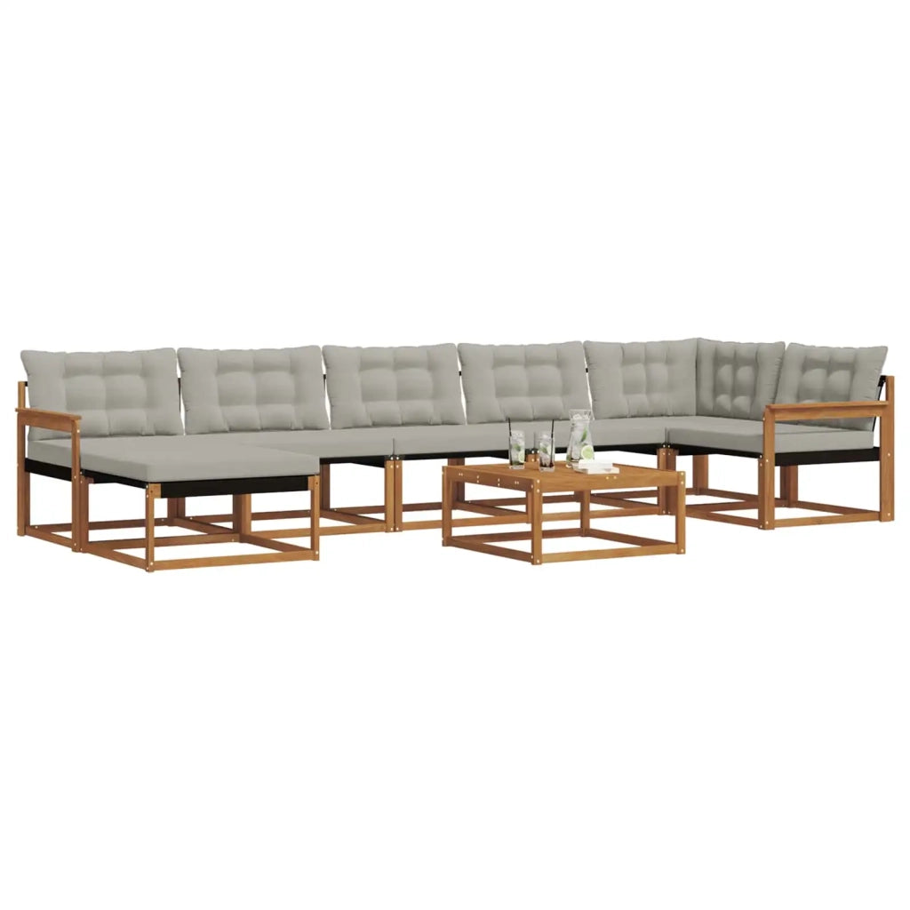 Set di divani da esterno 8 pcs Grigio Naturale e Chiaro 3369690