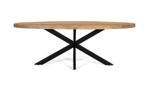 Tavolo da pranzo con piano ovale in legno massello di mango 200 cm