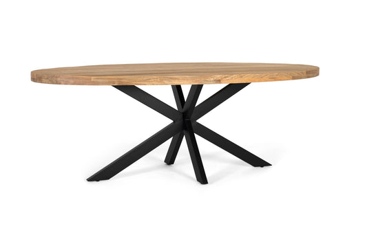 Tavolo da pranzo con piano ovale in legno massello di mango 200 cm