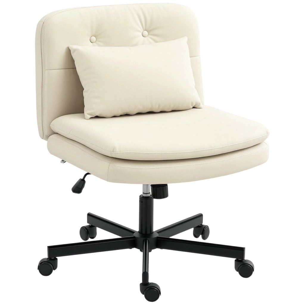 Sedia da Ufficio Girevole ¨C Xylo ¨C Ecopelle Beige con Rotelle e Cuscino Extra