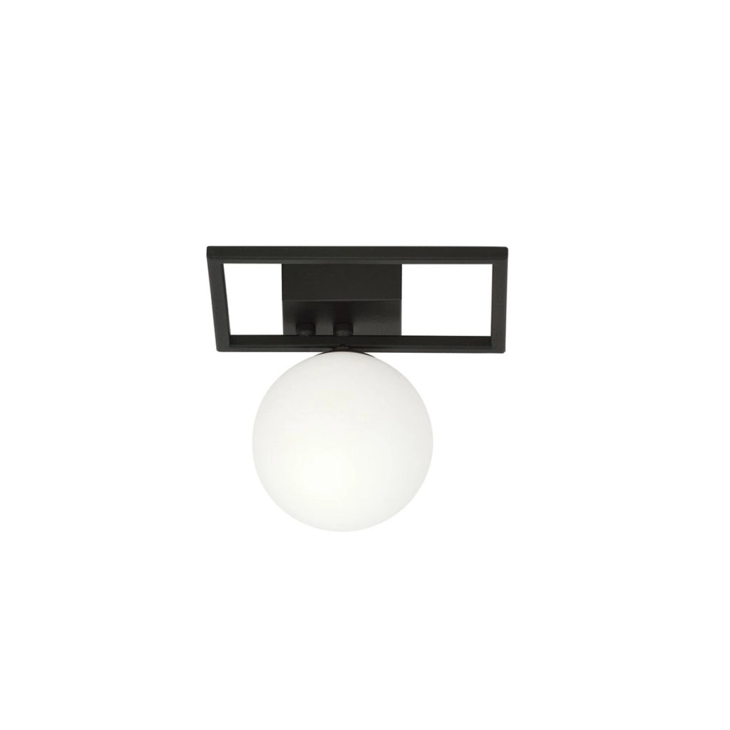 Lampada da soffitto Imago in metallo nero e vetro opale