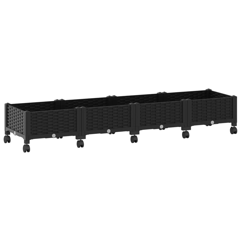 Vaso da Giardino con Ruote Nero 160 x 40 x 29 cm PP 3423129