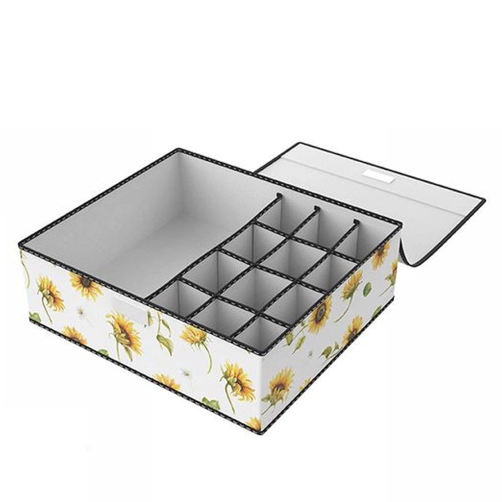 Trade Shop - Box Scatola Salvaspazio 12 Griglie Tasche Vani Porta Oggetti Organizer 32x28x11 -