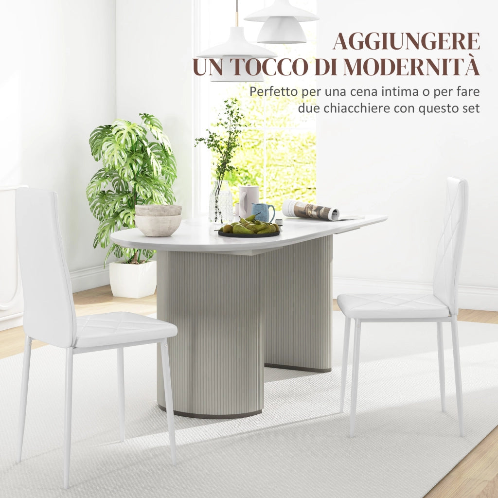 Set 2 Sedie da Pranzo ¨C Xylo ¨C Schienale Alto Similpelle Bianco Struttura Acciaio 41x50x97cm
