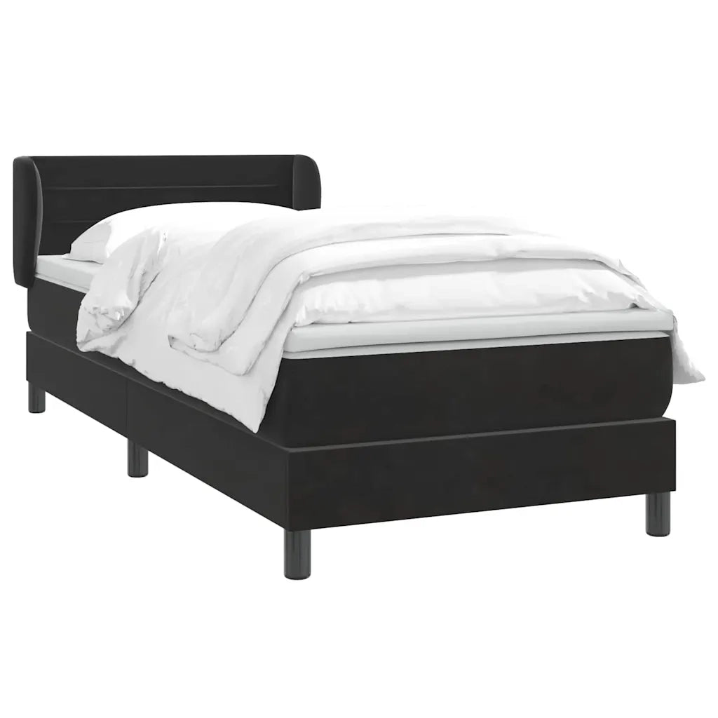 Giroletto a Molle con Materasso Nero 80x220 cm Velluto