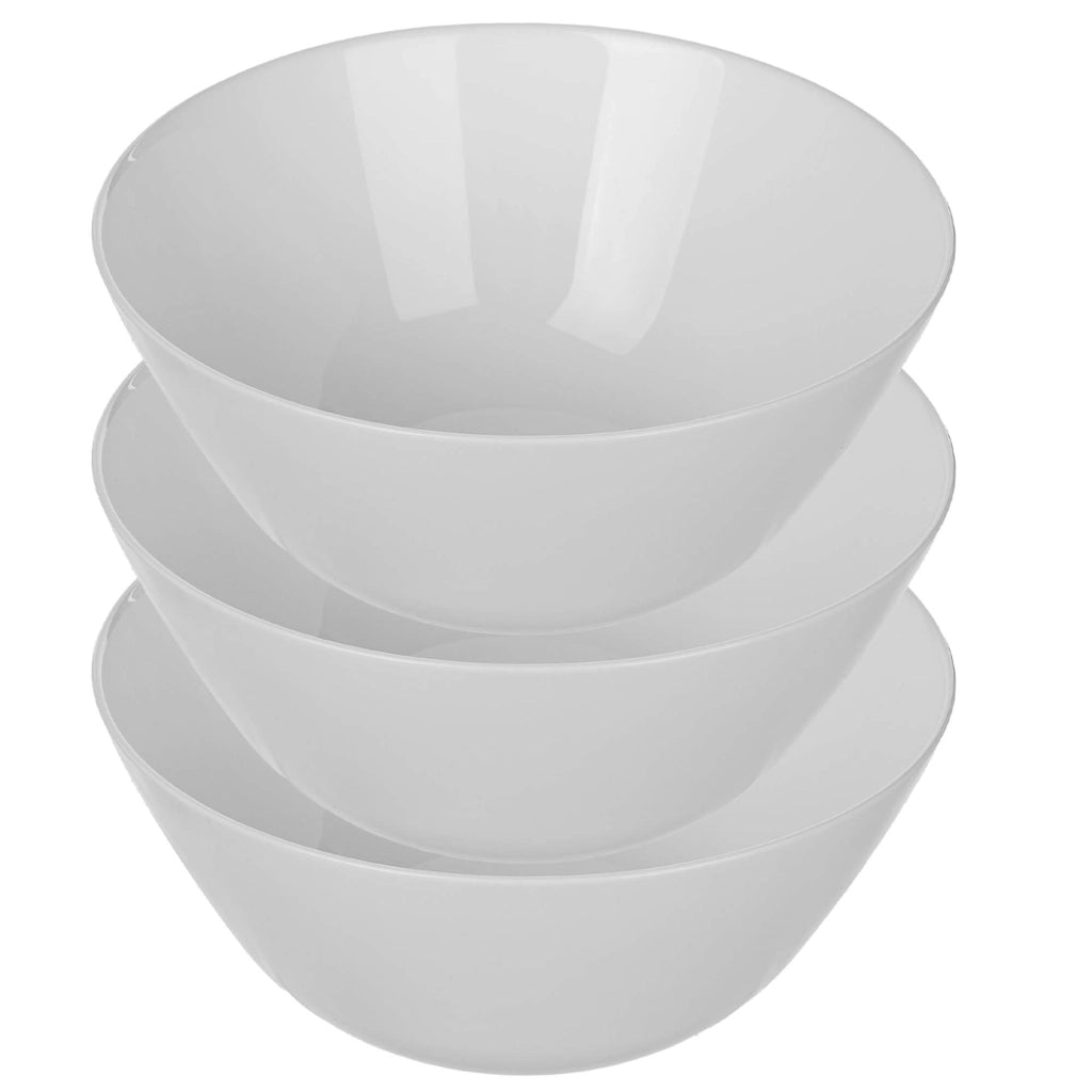 Set di 3 ciotole in vetro KADAX da 18 cm per insalata, zuppa e snack, colore bianco.