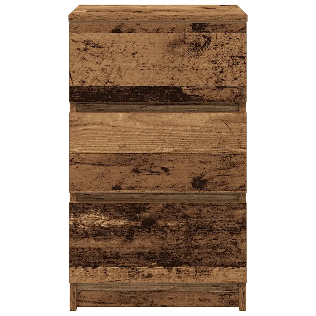 Comodino con 3 Cassetti Legno Antico 39x35x65 cm