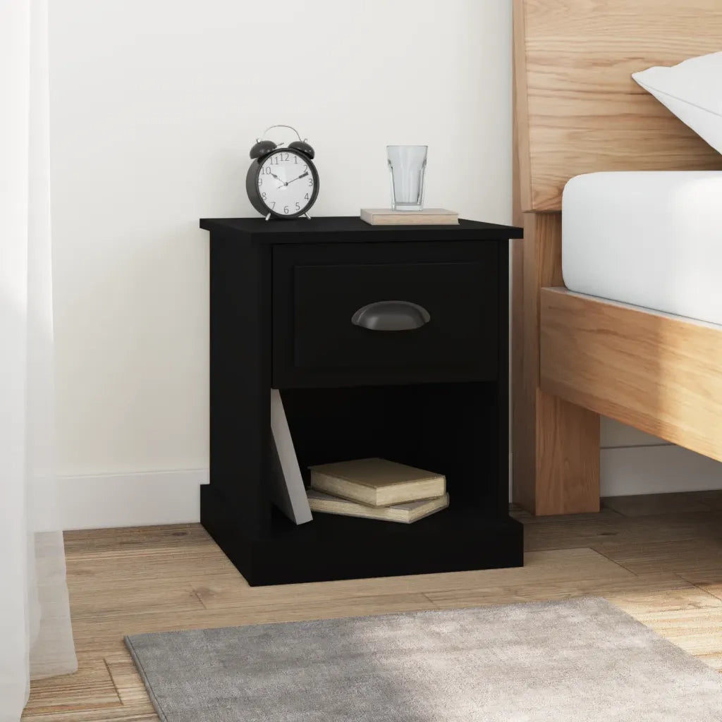 Comodino | Armadio da Notte | Mobiletto da notte Nero 39x39x47,5 cm in Legno Multistrato