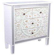 Comò in legno e vetro con 4 cassetti 80x30x81