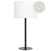 Lampada da comodino moderna con paralume in tessuto boucle e base in metallo a forma di tamburo bianco Stile moderno Soggiorno Camera da letto