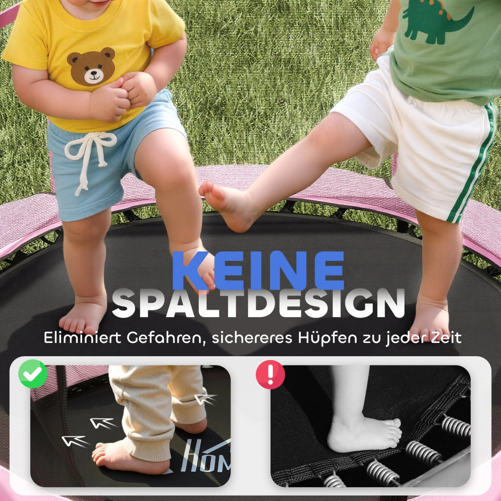 Trampolino per bambini ¨C zephmum ¨C ?140 cm, rosa, rete di sicurezza