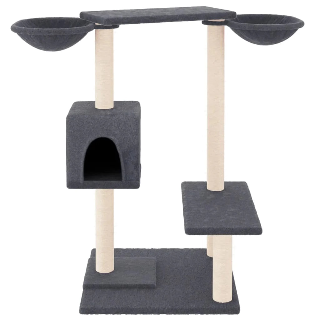 Tiragraffi per gatti torre per arrampicata giocattolo piattaforma per arrampicata con tiragraffi grigio scuro 82 cm 02_0022726
