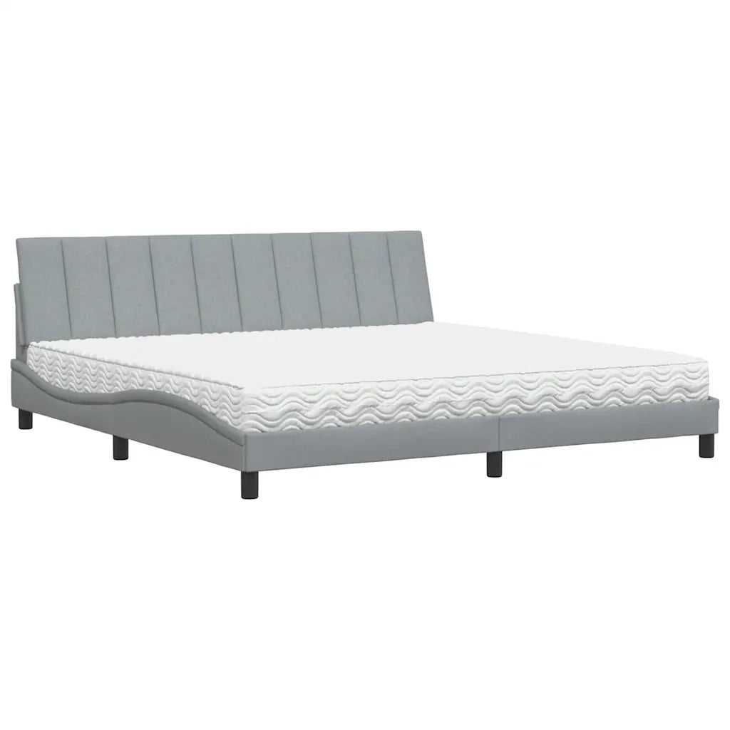 Letto con Materasso Hanko Grigio Chiaro 200x200 cm in Tessuto