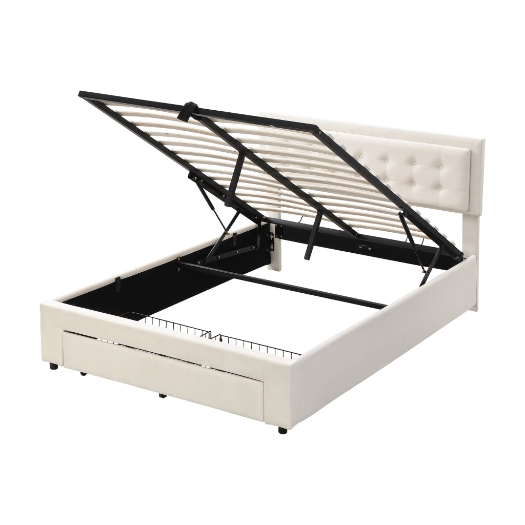 Letto con Cassetti 140×200 cm; Letto Matrimoniale con Contenitore Idraulico e 2 Cassetti; senza Materasso