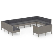 Set di mobili da giardino mobili da esterno 12 pezzi con cuscini resina intrecciata grigia 02_0015644