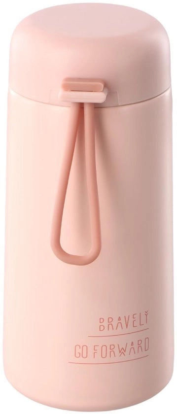 Mini-thermos per viaggio, scolastico o sportivo, in acciaio inossidabile, 270 ml, per acqua calda o fredda, colore rosa.