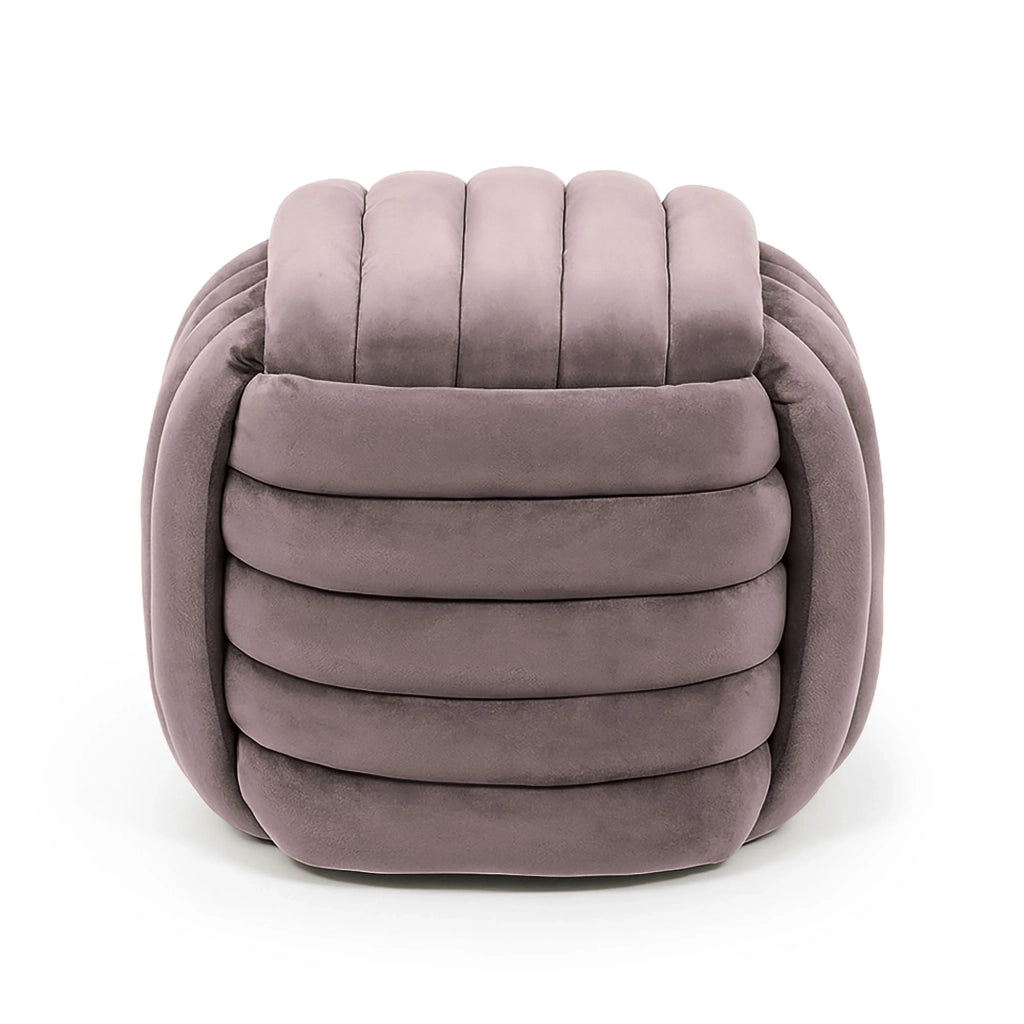 Pouf annodato in velluto 53 cm NILO Rosa Polvere