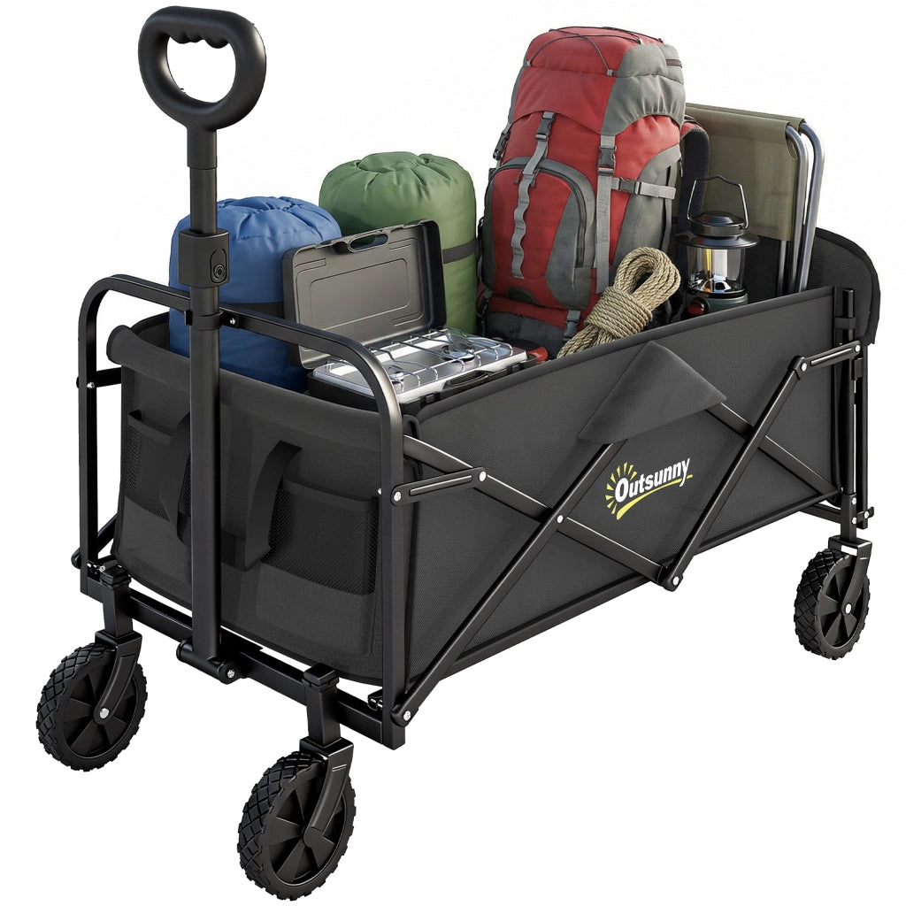 Carrello da Giardino Pieghevole ¨C Xylo ¨C 72L Acciaio Nero 114x46x92 cm