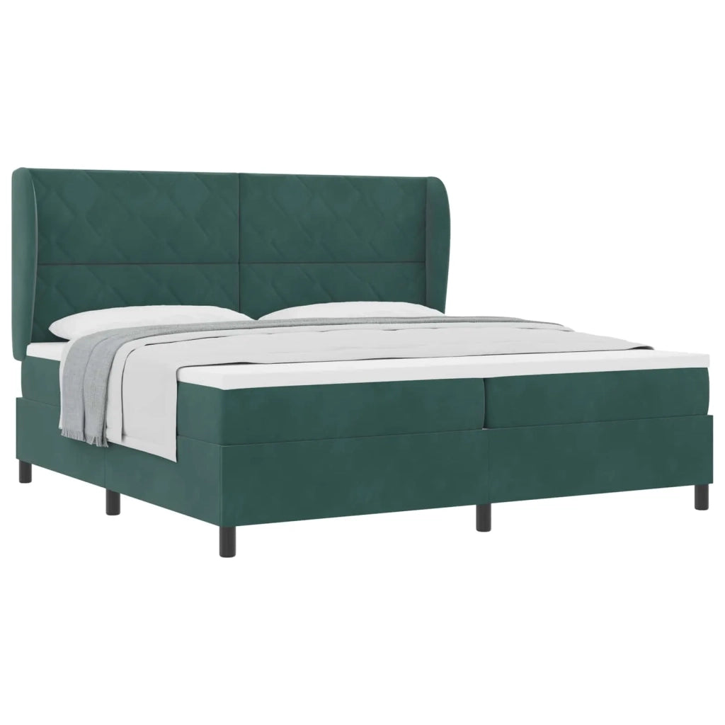 Letto a molle con materasso Verde Scuro 200 x 200 cm Velluto 3341003