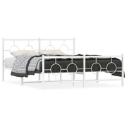 Letto matrimoniale | Letto per adulti | Giroletto con Testiera e Pediera Metallo Bianco 150x200 cm
