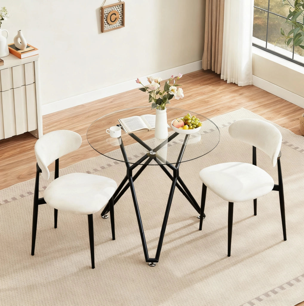 Tavolo da pranzo moderno in vetro temperato 90 cm; nero