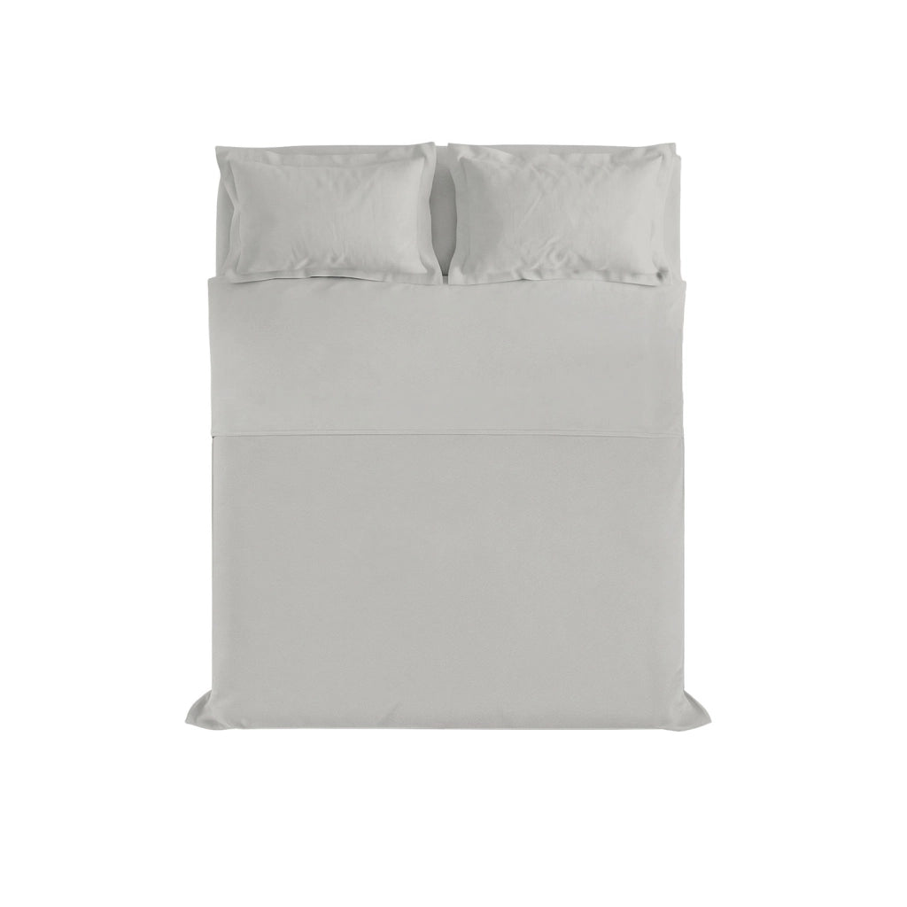 Set Lenzuola Sopra Sotto e Federe Matrimoniale Maxi 180x200 cm Linea Cloe in Raso di Cotone Grigio Chiaro