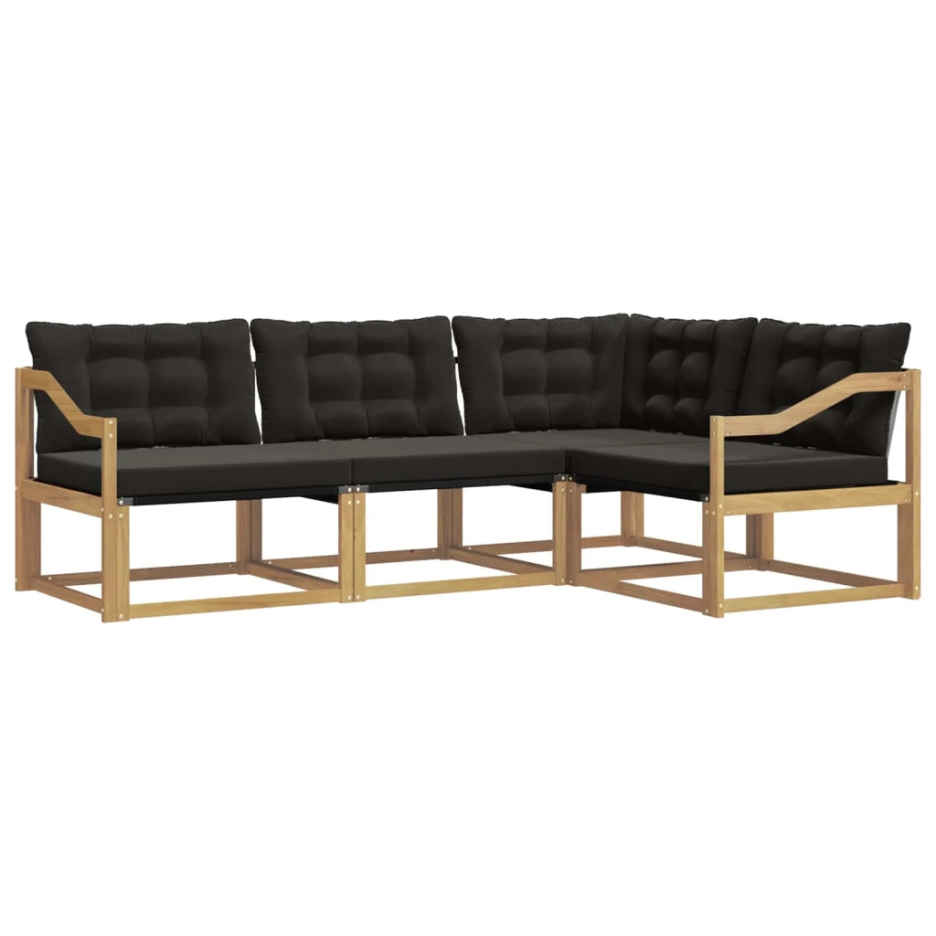 Set di divani da esterno con cuscino 4 pcs Bianco e Nero