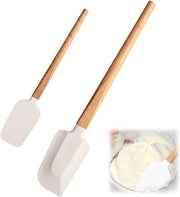 Spattedi in gomma per cucina - manico in legno - resistente al calore - non aderente - 2 pezzi - adatti a diverse attività di cottura