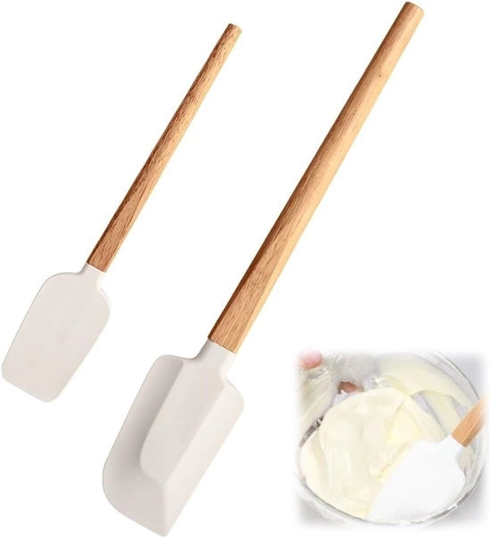 Spattedi in gomma per cucina - manico in legno - resistente al calore - non aderente - 2 pezzi - adatti a diverse attività di cottura