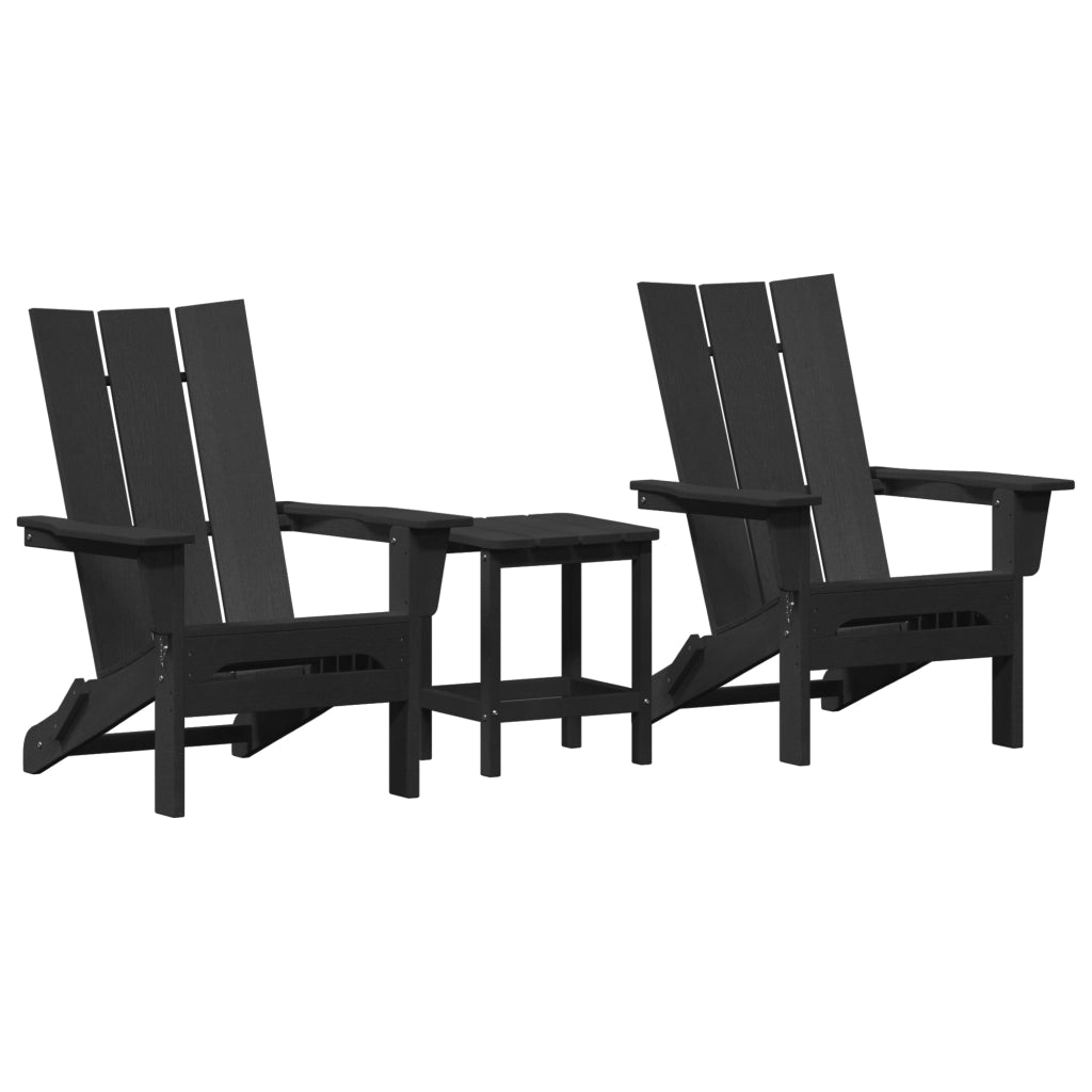 Set di lounge da giardino 3 pezzi  Nero HDPE