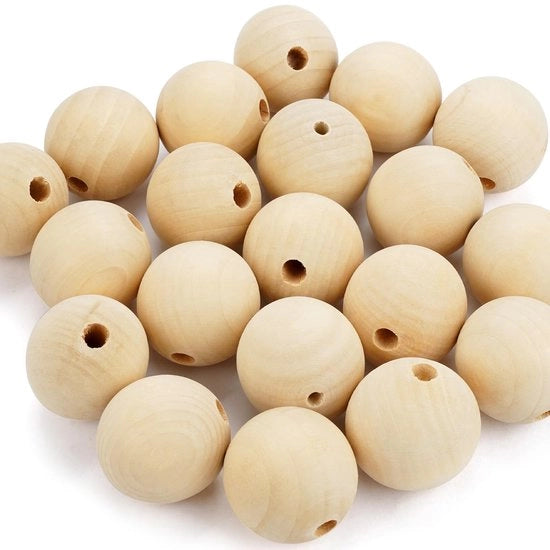 Accessori per ricamo in legno - 20 pezzi - Grosse perle 40 mm - Perle rotonde - Perle naturali - Accessori per ricamo - Legno di alta qualità