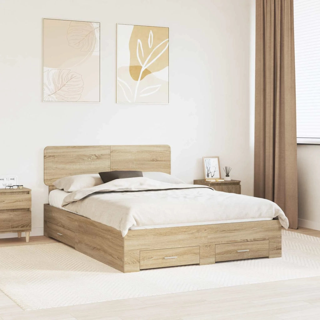 Struttura del letto con testiera Rovere Sonoma 140 x 190 cm 3412375