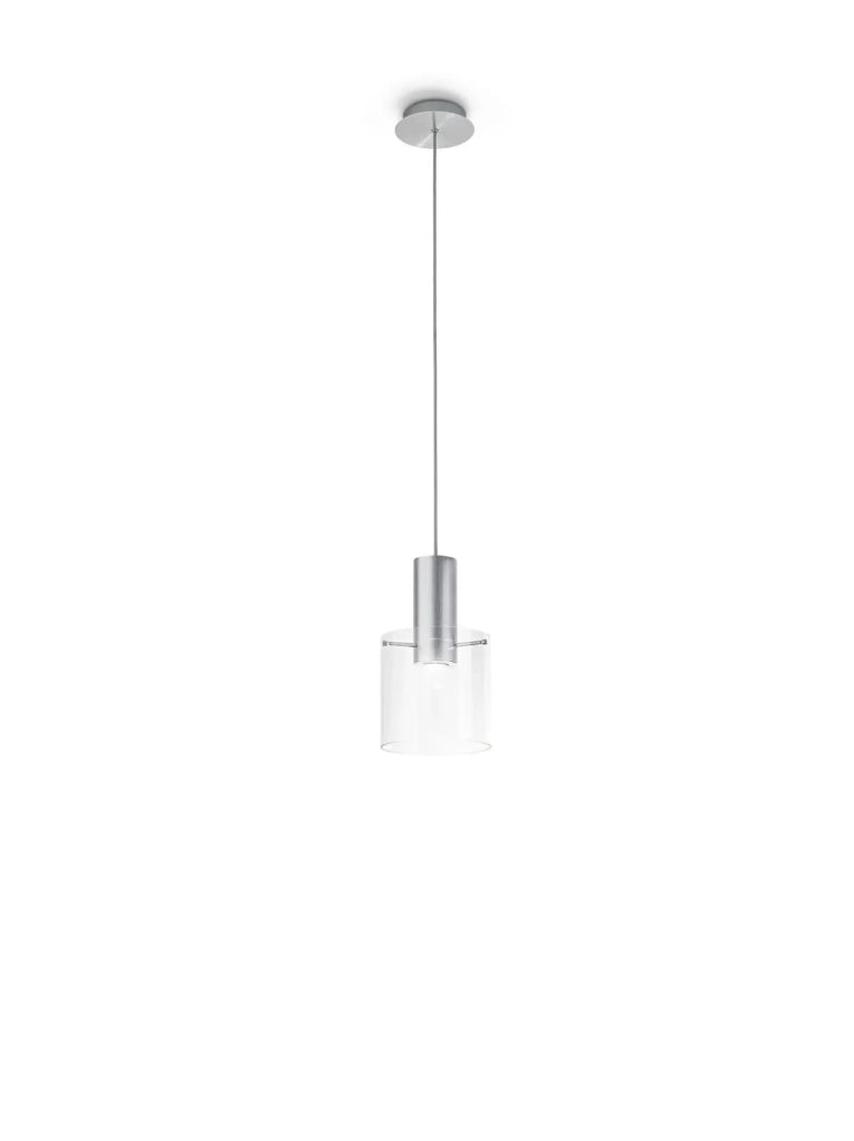 Sospensione trasparente + alluminio spazzolato trasparente Hugo 1 luce attacco GU10 D.20CM