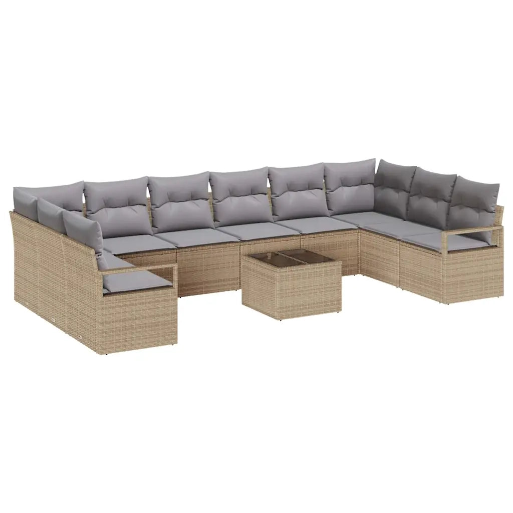 Set Divano da Giardino 11 pcs Beige e Grigio Chiaro polyrattan 3355239