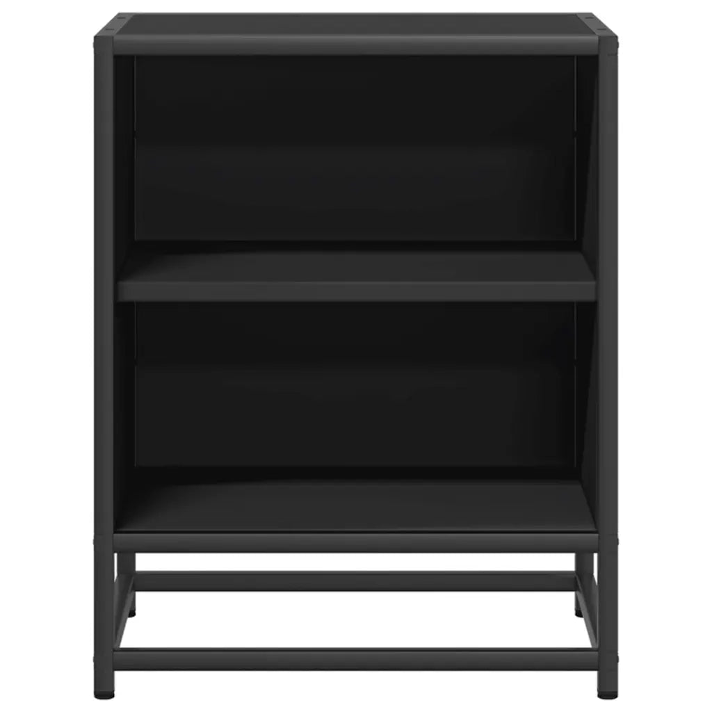 Comodini 2 pz-Set di 2 Tavolino da notte Neri 40x31x50 Legno Multistrato e Metallo