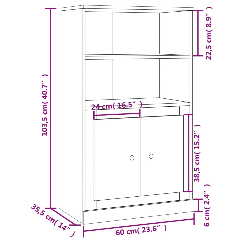 Buffet credenza cassettiera mobiletto mobile contenitore organizer per cucina soggiorno salotto alto 60 x 35,5 x 103,5 cm legno ingegnerizzato bianco 02_0032467