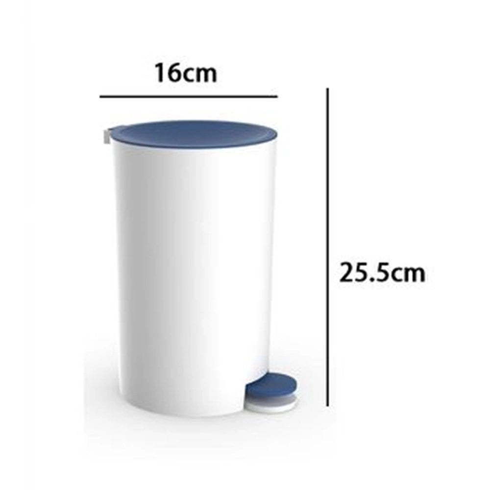 Trade Shop - Cestino Pattumiera A Pedale Arredo Bagno Bianco Blu In Plastica Accessorio 69893 -