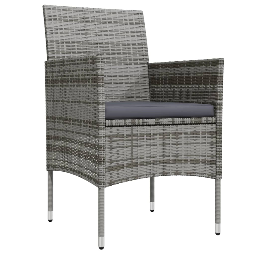 Set da pranzo da giardino 5 pezzi con mobili da esterno e cuscini grigio/nero 02_0014191