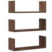 3 pz Mensole da Parete | Scaffali a Parete | Ripiano a parete Rovere Marrone 58x18x18 cm in Truciolato